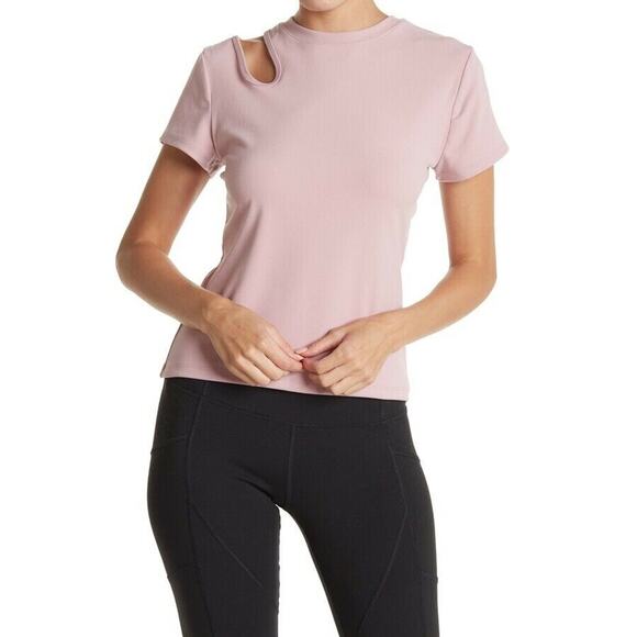 Nine West Women Mauve Stretch Jersey Cutout Shoulder Activewear T-Shirt Size M - Picture 1 of 2